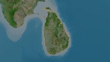 Sri Lanka bölgesinin ana hatları. Uydu görüntüleri. 3B görüntüleme