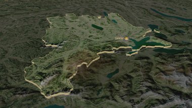 Lucerne (İsviçre kantonu) yakınlaştırıldı. Belirsiz bir bakış açısı. Uydu görüntüleri. 3B görüntüleme