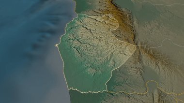 Tartus 'a (Suriye ili) yakınlaştırın. Belirsiz bir bakış açısı. Yüzey suları olan topografik yardım haritası. 3B görüntüleme