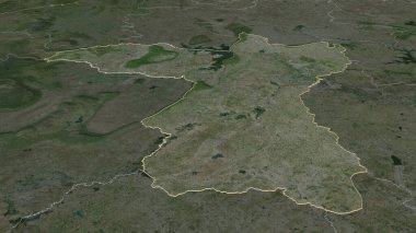Tayland 'ın Khon Kaen iline yakınlaştır. Belirsiz bir bakış açısı. Uydu görüntüleri. 3B görüntüleme