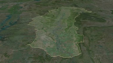 Phetchabun 'a (Tayland ili) yakınlaştır. Belirsiz bir bakış açısı. Uydu görüntüleri. 3B görüntüleme