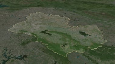 Tayland 'ın Sakon Nakhon iline yakınlaştır. Belirsiz bir bakış açısı. Uydu görüntüleri. 3B görüntüleme