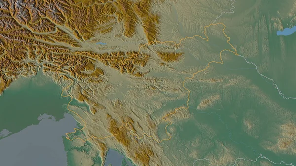 Forma Delineada Região Eslovénia Mapa Topográfico Relevo Com Águas Superficiais — Fotografia de Stock