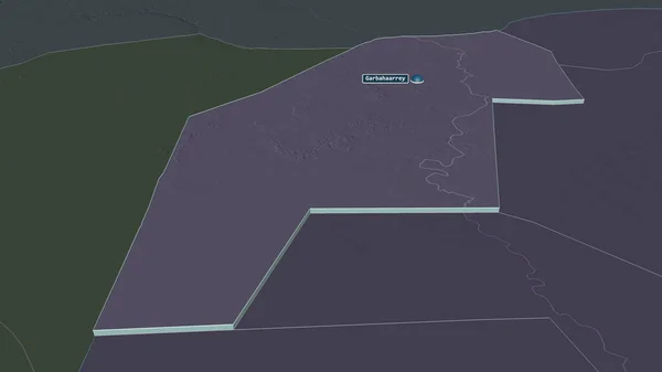 Zoom Gedo Regione Somalia Estruso Prospettiva Obliqua Mappa Colorata Urtata — Foto Stock