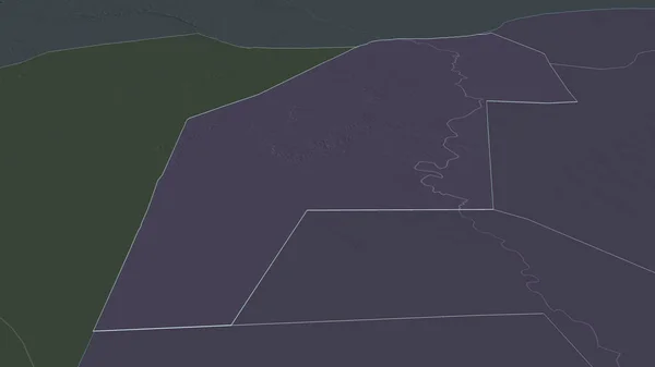 Zoom Gedo Region Somalia Outlined Oblique Perspective Colored Bumped Map — Stock Photo, Image