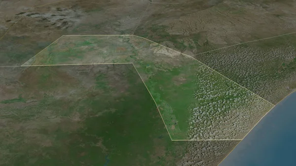 Zoom Jubbada Dhexe Regione Somalia Delineato Prospettiva Obliqua Immagini Satellitari — Foto Stock