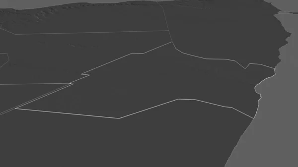 Zoom Nugaal Regione Somalia Delineato Prospettiva Obliqua Mappa Elevazione Bilivello — Foto Stock