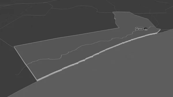 Ampliar Shabeellaha Hoose Región Somalia Extruido Perspectiva Oblicua Mapa Elevación — Foto de Stock