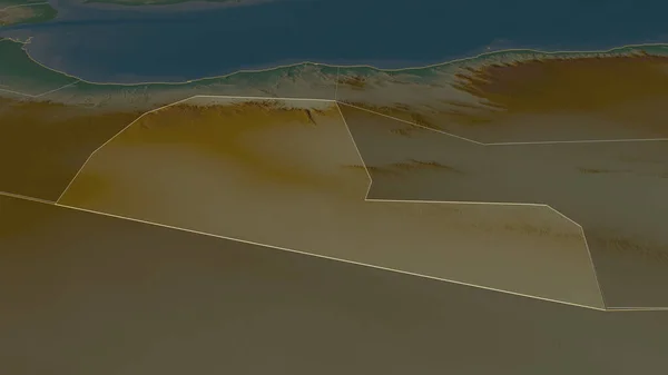 Zoom Togdheer Região Somália Delineado Perspectiva Oblíqua Mapa Topográfico Relevo — Fotografia de Stock
