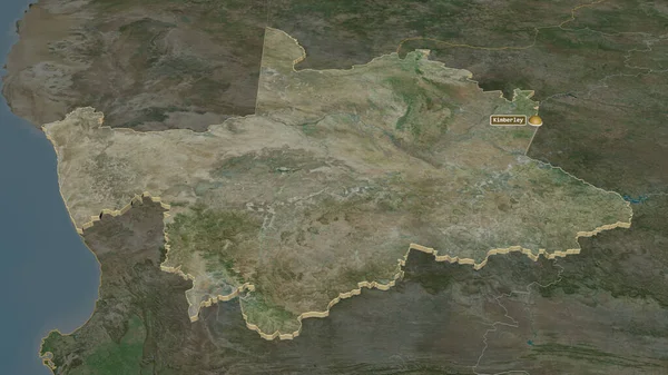 Zoom in on Northern Cape (province of South Africa) extruded. Oblique perspective. Satellite imagery. 3D rendering