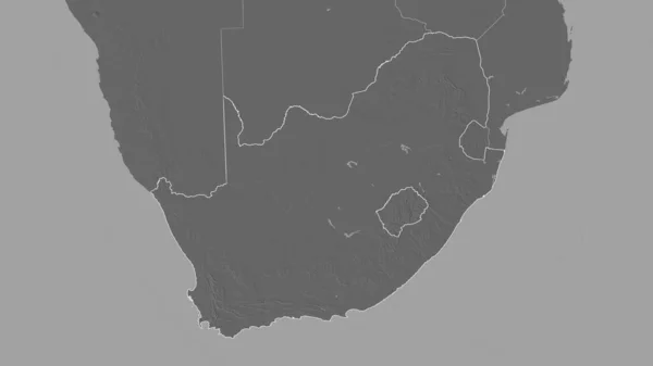 Contouren Van Het Zuid Afrikaanse Gebied Hoogteverschil Kaart Met Oppervlaktewater — Stockfoto