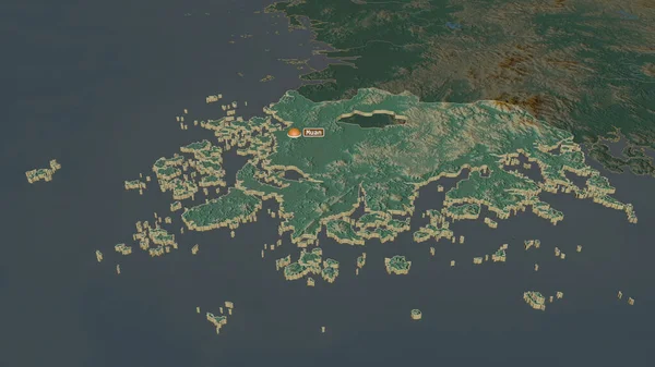 Zoom Sur Jeollanam Province Corée Sud Extrudé Perspective Oblique Carte — Photo