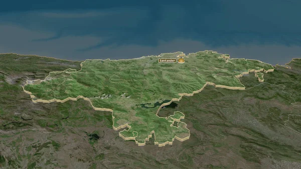 Ampliar Cantabria Comunidad Autónoma España Extruido Perspectiva Oblicua Imágenes Satélite — Foto de Stock