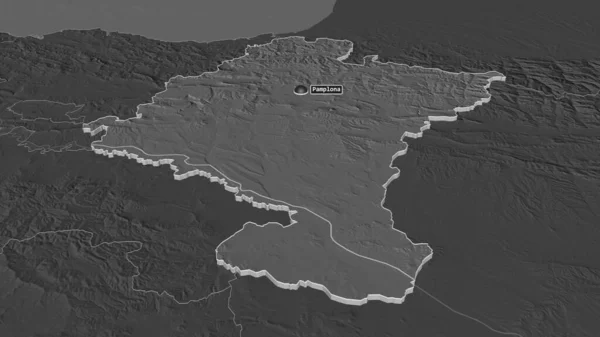 Ampliar Extrusión Comunidad Foral Navarra Perspectiva Oblicua Mapa Elevación Bilevel — Foto de Stock