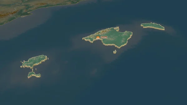 Közelíts Islas Baleares Spanyolország Autonóm Közössége Extrudálva Kötelező Perspektíva Felszíni — Stock Fotó