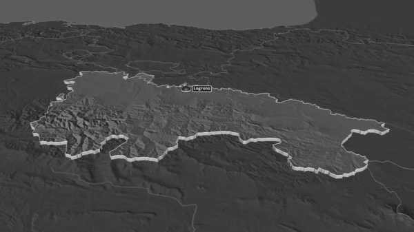 Powiększ Rioja Wspólnota Autonomiczna Hiszpanii Wytłaczane Perspektywa Ukośna Dwupoziomowa Mapa — Zdjęcie stockowe