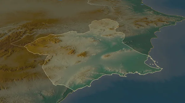 Ampliar Región Murcia Comunidad Autónoma España Delineada Perspectiva Oblicua Mapa — Foto de Stock