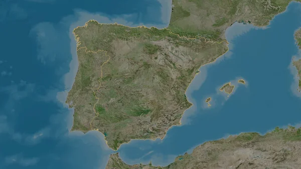 Spanya Bölgesinin Ana Hatları Uydu Görüntüleri Görüntüleme — Stok fotoğraf