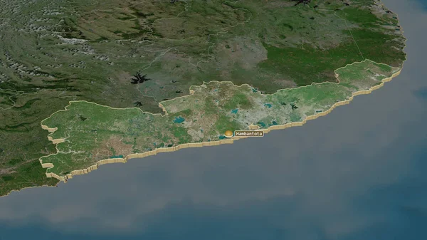 Zooma Hambantota Distriktet Sri Lanka Svagt Perspektiv Satellitbilder Rendering — Stockfoto