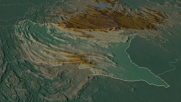 ラツナプラ スリランカの地区 にズームアウト概要 嘘の見方だ 地表水と地形救援マップ 3Dレンダリング — ストック写真