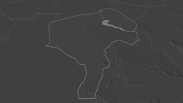 Zoom Sul Nilo Azzurro Stato Del Sudan Delineato Prospettiva Obliqua — Foto Stock