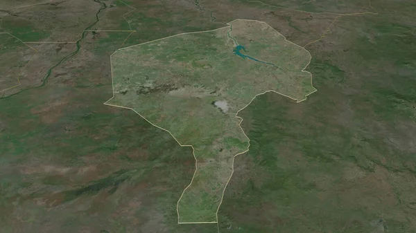 Zoom Sul Nilo Azzurro Stato Del Sudan Delineato Prospettiva Obliqua — Foto Stock