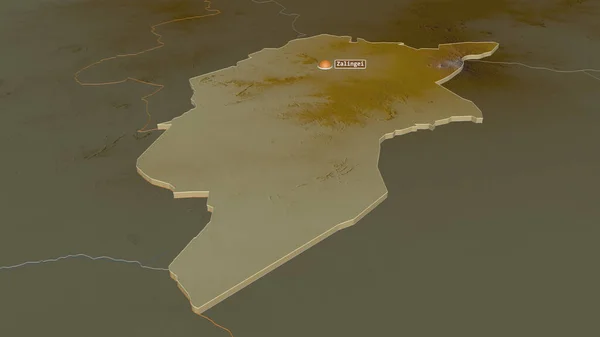 中央ダルフール スーダンの状態 で拡大 嘘の見方だ 地表水と地形救援マップ 3Dレンダリング — ストック写真