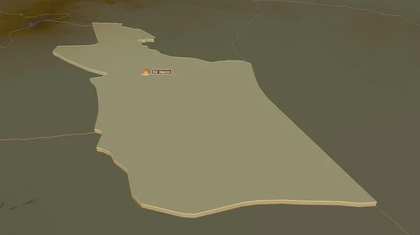 東ダルフール スーダンの状態 で拡大 嘘の見方だ 地表水と地形救援マップ 3Dレンダリング — ストック写真