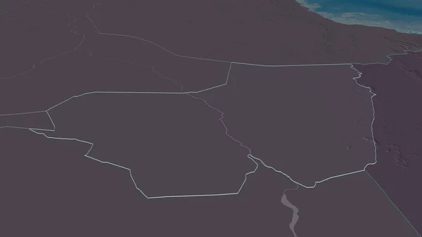 Zoom Kassala Stato Del Sudan Delineato Prospettiva Obliqua Mappa Colorata — Foto Stock