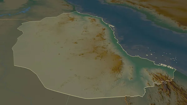 Zoom Sul Mar Rosso Stato Del Sudan Delineato Prospettiva Obliqua — Foto Stock