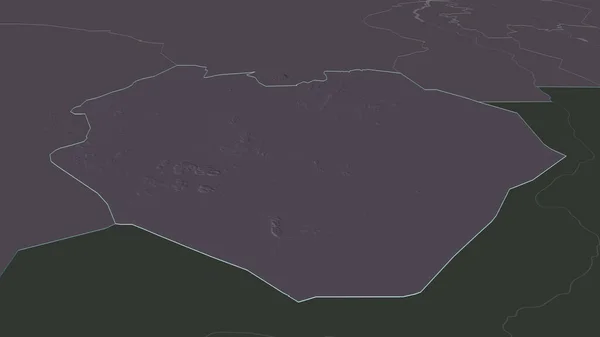 Zoom South Kurdufan Statul Sudan Subliniat Perspectivă Oblică Harta Colorată — Fotografie, imagine de stoc