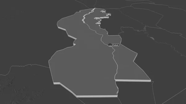 Zoom Sur Nil Blanc État Soudan Extrudé Perspective Oblique Carte — Photo