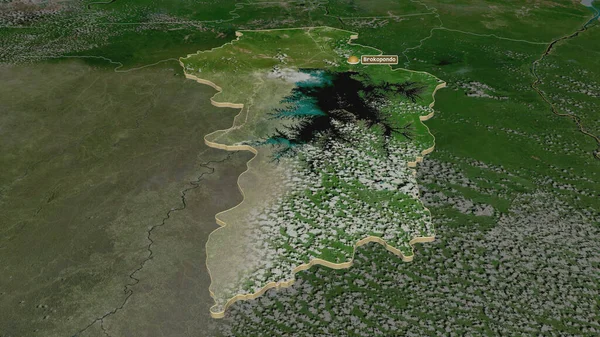 Μεγέθυνση Brokopondo Περιοχή Του Σουρινάμ Εξωθημένη Λήθη Προοπτική Δορυφορικές Εικόνες — Φωτογραφία Αρχείου