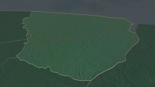 Inzoomen Marowijne District Suriname Geschetst Obliek Perspectief Topografische Reliëfkaart Met — Stockfoto