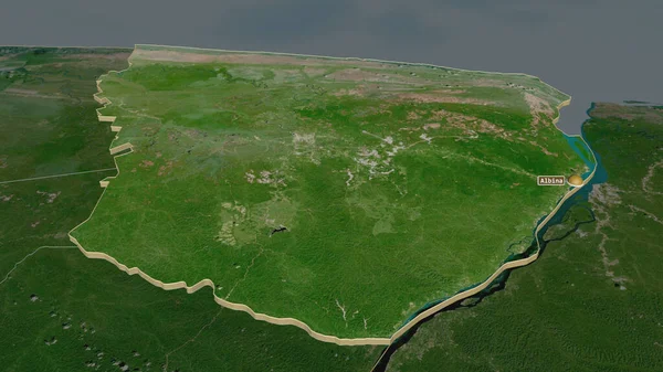 Ampliar Marowijne Distrito Surinam Extruido Perspectiva Oblicua Imágenes Satélite Renderizado — Foto de Stock