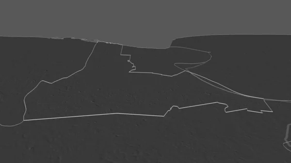 Zoom Wanica Distretto Del Suriname Delineato Prospettiva Obliqua Mappa Elevazione — Foto Stock