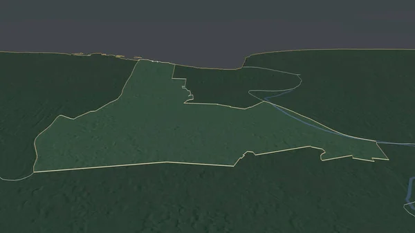 Powiększ Wanica Powiat Surinam Zarysowane Perspektywa Ukośna Mapa Pomocy Topograficznej — Zdjęcie stockowe