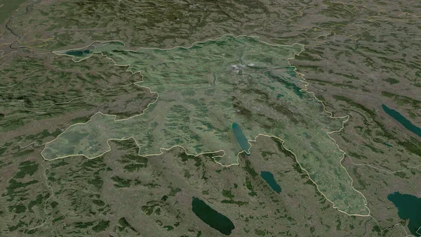 Zoom Auf Aargau Kanton Schweiz Umrissen Schräge Perspektive Satellitenbilder Rendering — Stockfoto