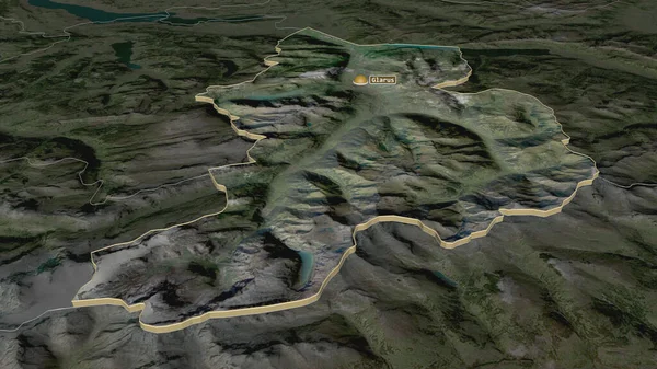 Ampliar Glarus Cantón Suiza Extruido Perspectiva Oblicua Imágenes Satélite Renderizado — Foto de Stock