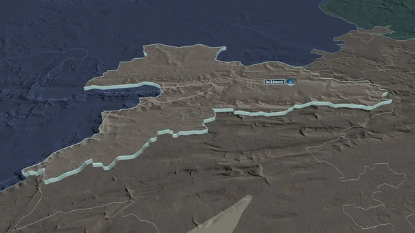 Zoom Sul Giura Cantone Svizzera Estruso Prospettiva Obliqua Mappa Colorata — Foto Stock