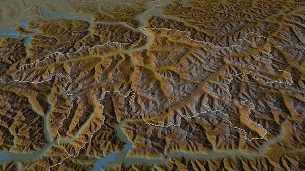 Ampliar Graubunden Cantón Suiza Esbozado Perspectiva Oblicua Mapa Topográfico Relieve — Foto de Stock