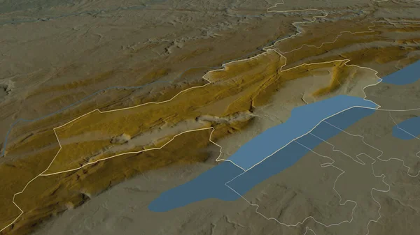 Zoom Neuchatel Cantone Svizzera Delineato Prospettiva Obliqua Mappa Topografica Rilievo — Foto Stock