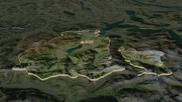 Ampliar Obwalden Cantón Suiza Extruido Perspectiva Oblicua Imágenes Satélite Renderizado — Foto de Stock