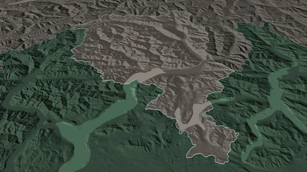 ティチーノ スイスの州 でズームアウト概要 嘘の見方だ 水面と行政区画の色と衝突した地図 3Dレンダリング — ストック写真