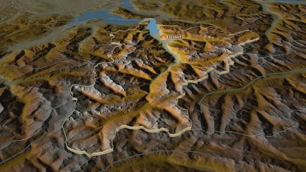Zoom Uri Cantón Suiza Extruido Perspectiva Oblicua Mapa Topográfico Relieve — Foto de Stock