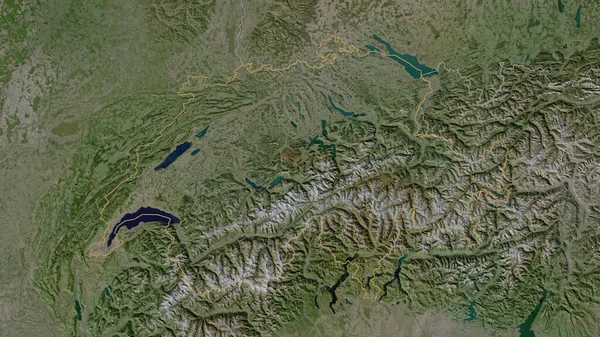 Forma Delineada Del Área Suiza Imágenes Satélite Renderizado — Foto de Stock