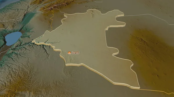 Zoom Auf Dar Provinz Syrien Schräge Perspektive Topographische Reliefkarte Mit — Stockfoto