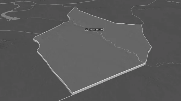 Zoom Dayr Zawr Provincia Siria Estruso Prospettiva Obliqua Mappa Elevazione — Foto Stock