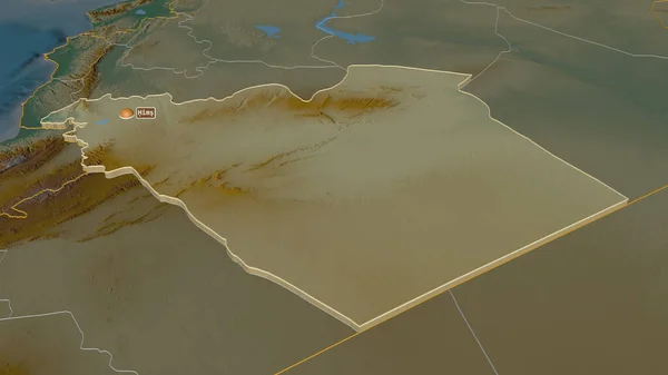 Zoom Hims Provincia Siria Estruso Prospettiva Obliqua Mappa Topografica Rilievo — Foto Stock