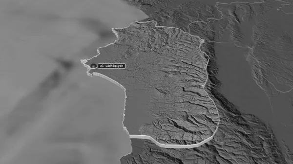 Ampliar Lattakia Provincia Siria Extruido Perspectiva Oblicua Mapa Elevación Bilevel — Foto de Stock